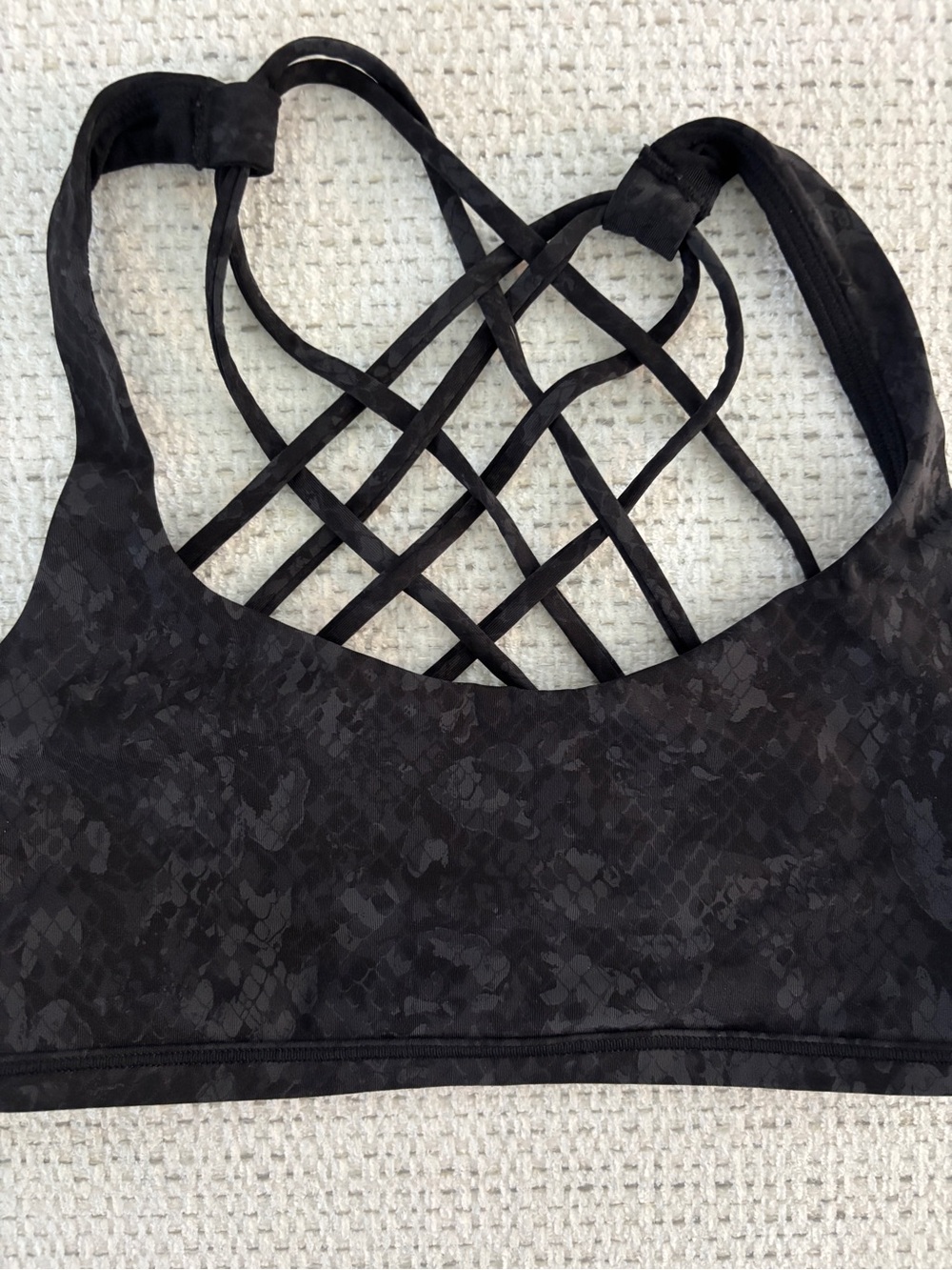 lululemon athletica Free to Be Sports Bra, Hideaway Camo Deep Coal Multi, Size 4